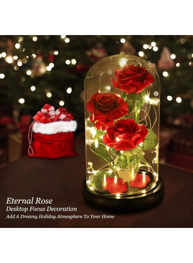 Eternal beauty, gift for mom, luminous glass rose, preserved flower, gift for her, gift for women, wedding gift, Mother's Day, Valentine's Day gift, gift for girlfriend, gift for wife, three flowers, three blessings - Image 5