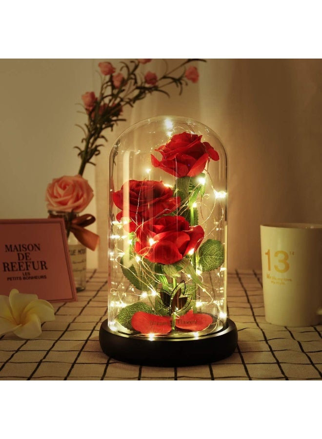 Eternal beauty, gift for mom, luminous glass rose, preserved flower, gift for her, gift for women, wedding gift, Mother's Day, Valentine's Day gift, gift for girlfriend, gift for wife, three flowers, three blessings - Image 3