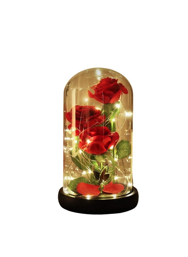 Eternal beauty, gift for mom, luminous glass rose, preserved flower, gift for her, gift for women, wedding gift, Mother's Day, Valentine's Day gift, gift for girlfriend, gift for wife, three flowers, three blessings - Image 2