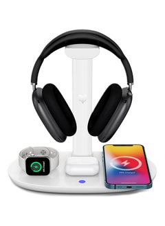 Headphone Stand with 4 in 1 Wireless Charger- Headset Holder & Station Dock for Apple Watch, AirPods, iPhone, LG, Samsung Galaxy, Huawei Phone