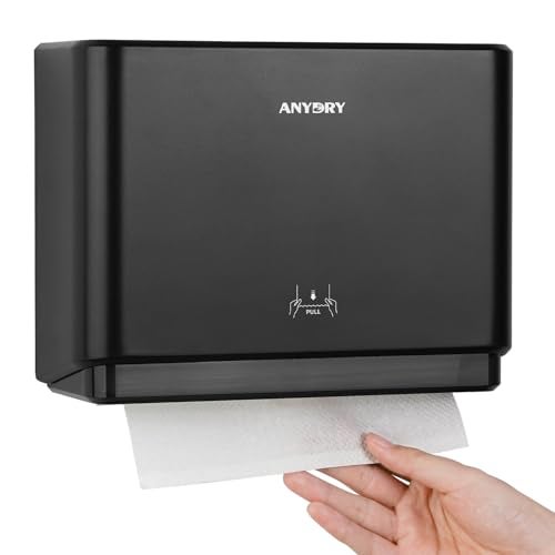 anydry 200-Sheet Wall-Mounted Paper Towel Dispenser, Fits Multi-Fold Towels up to 10x3.1 Inches, Perfect for Home & Business (Black) - Image 1