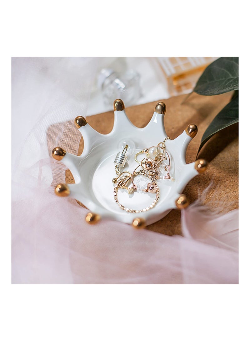 Excefore Ceramic Jewelry Dish Tray, Crown Ring Holder for Jewelry, Trinket Dish for Decor, Perfect for Bathroom, Nightstand, Entryway Table, Vanity (Crown) - Image 4