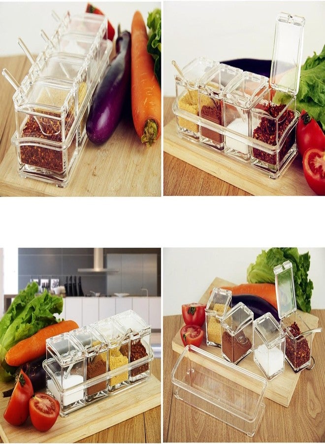 GAMAHA Crystal Seasoning Acrylic Pepper Salt Spice Rack Plastic 4 Box With Spoons,Masala Container For KitchenStorage Containers Cooking Tools Unbreakable Dining Table - Image 5
