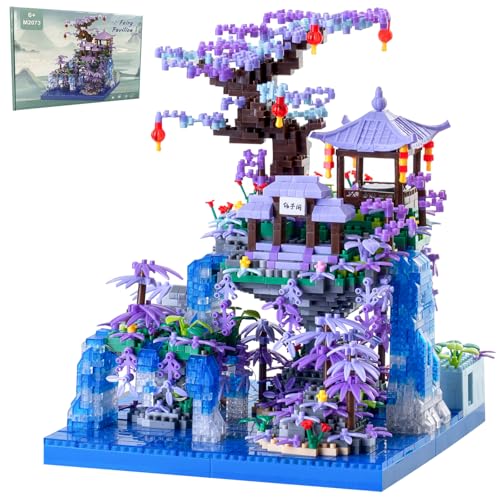 APENGBAOL Peach Blossom Pond Japanese Architecture Building Blocks Set for Adults and Kids Micro Mini Bricks Cherry Blossom Tree House Building Kit 2500PCS Green - Image 1