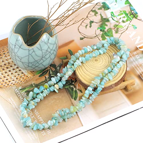 Clearain 31 inches Chip Stone Loose Gemstones Beads Drilled Strand for Jewelry Making (Amazonite) - Image 3