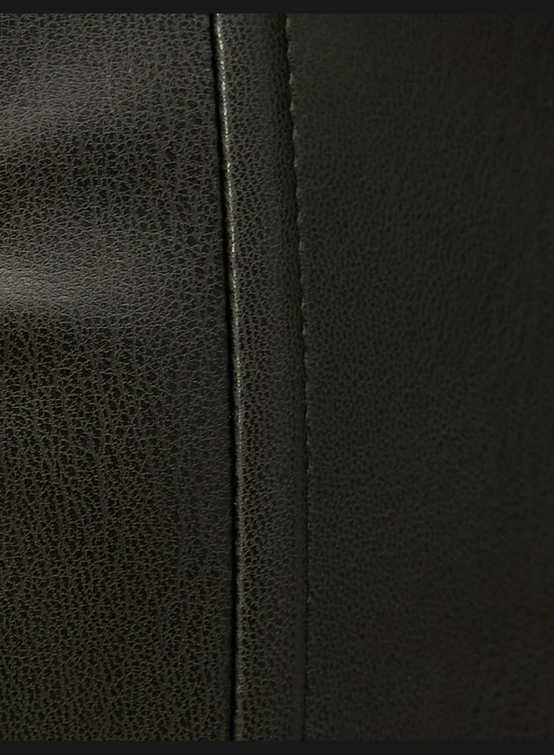 KOTON Crop Shirt Faux Leather Corset Detail