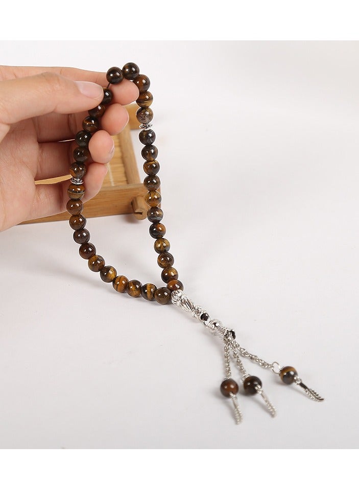 Tiger's Eye Handcrafted Stone Islamic Prayer Beads (Misbaha) 10mm - Image 1