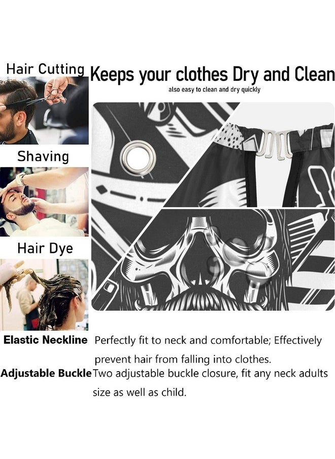 visesunny - Barbershop Design Monochrome Style Barber Cape Antistatic Hair Cutting Cape With Snap Closure Professional Salon Polyester Beard Shaving Bib Waterresistant Hairdressing Cape Adjustable Sna - Image 1