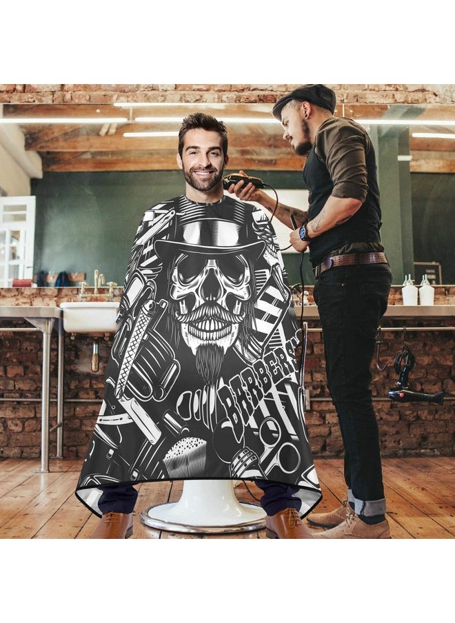 visesunny - Barbershop Design Monochrome Style Barber Cape Antistatic Hair Cutting Cape With Snap Closure Professional Salon Polyester Beard Shaving Bib Waterresistant Hairdressing Cape Adjustable Sna - Image 1