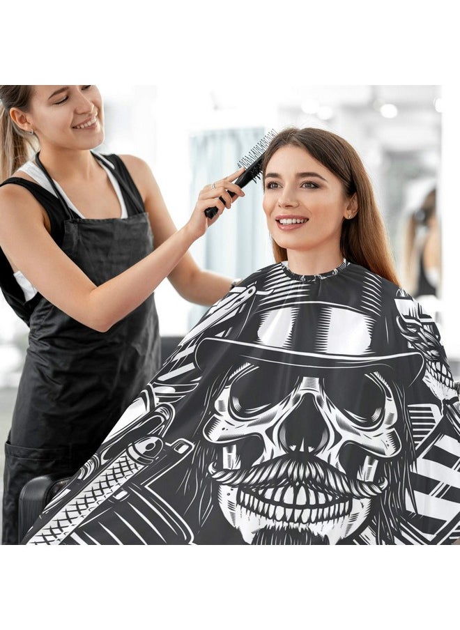 visesunny - Barbershop Design Monochrome Style Barber Cape Antistatic Hair Cutting Cape With Snap Closure Professional Salon Polyester Beard Shaving Bib Waterresistant Hairdressing Cape Adjustable Sna - Image 1