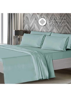 Mueller Mueller Ultratemp King Size Sheets Set, Super Soft 1800, 6 Piece, Deep Pocket up to 16" Cooling Sheets King Size, Transfers Heat, Breathes Better, Hypoallergenic, Wrinkle, Light Teal  - Image 3