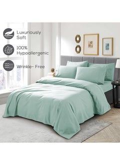 Mueller Mueller Ultratemp King Size Sheets Set, Super Soft 1800, 6 Piece, Deep Pocket up to 16" Cooling Sheets King Size, Transfers Heat, Breathes Better, Hypoallergenic, Wrinkle, Light Teal  - Image 5