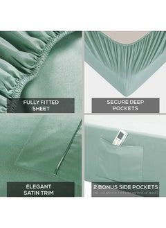 Mueller Mueller Ultratemp King Size Sheets Set, Super Soft 1800, 6 Piece, Deep Pocket up to 16" Cooling Sheets King Size, Transfers Heat, Breathes Better, Hypoallergenic, Wrinkle, Light Teal  - Image 4