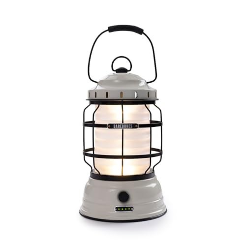 Barebones Forest Lantern Vintage White Vintage Rechargeable LED Lantern with Adjustable Brightness Battery Operated Camping Light for Outdoor Adventures Backyard Gatherings and Emergency Use - Image 3