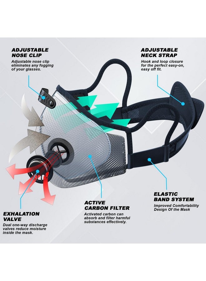 BASE CAMP Upgrade M Plus Dust Mask, Dust Face Mask with 6 Activated Carbon Filters, Safety Work Masks for Woodworking Construction Sanding Yard Lawn Paint Sanding - Image 3