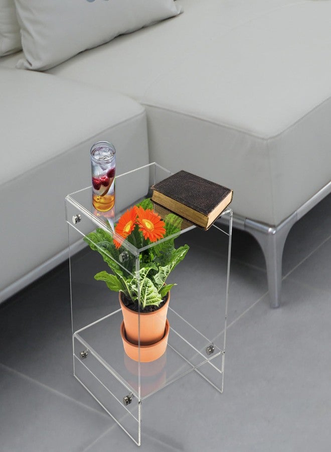 LUOBAO Small Acrylic End Table,Acrylic Side Table for Small Space,Transparent Bedside Table for Office,Clear Nightstand End Table with Storage Shelf for Living Room Bedroom Store(11.9x11.9x15.74) - Image 5