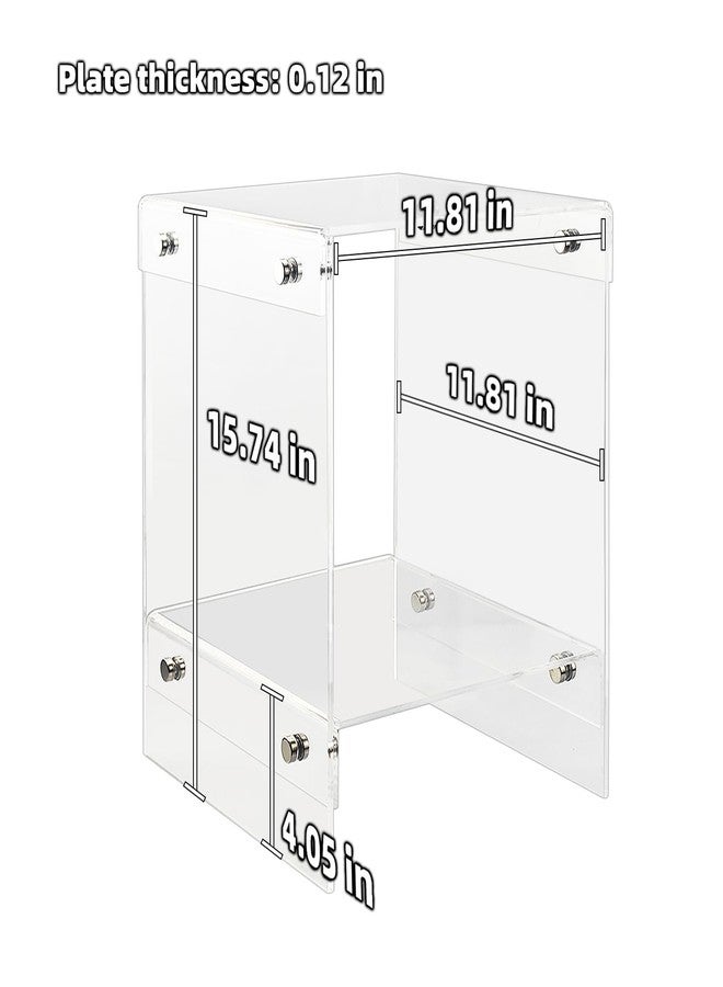 LUOBAO Small Acrylic End Table,Acrylic Side Table for Small Space,Transparent Bedside Table for Office,Clear Nightstand End Table with Storage Shelf for Living Room Bedroom Store(11.9x11.9x15.74) - Image 2