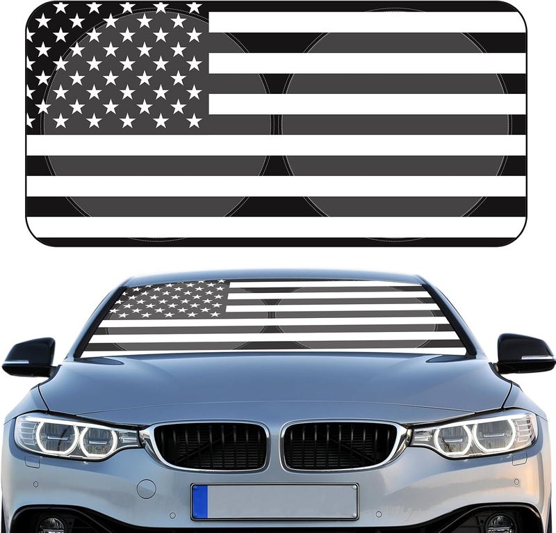 Woanger Windshield Sun Shade Foldable Car Front Window Covers for Car Accessories Sun Heat UV Rays Visor Protector Protection for Universal Cars SUV Truck (Flag) - Image 1