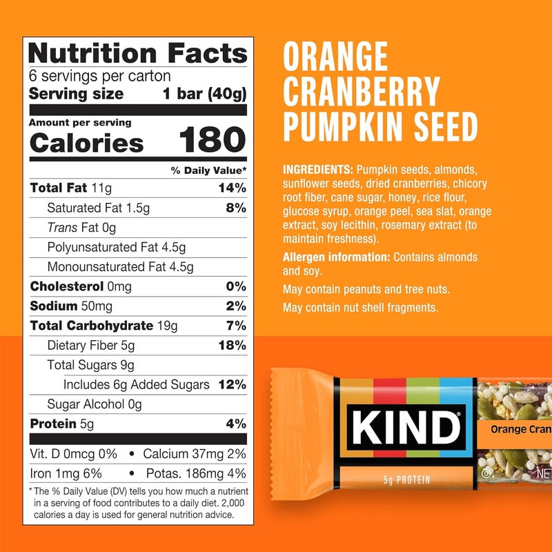 KIND Bars Seeds, Fruit and Nuts Variety Pack - Strawberry, Dark Chocolate Raspberry, and Orange Cranberry - 18 Count Gluten Free Snack Bars - Image 4