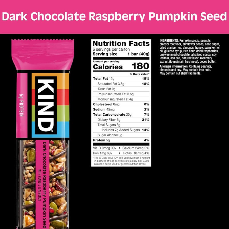 KIND Bars Seeds, Fruit and Nuts Variety Pack - Strawberry, Dark Chocolate Raspberry, and Orange Cranberry - 18 Count Gluten Free Snack Bars - Image 2