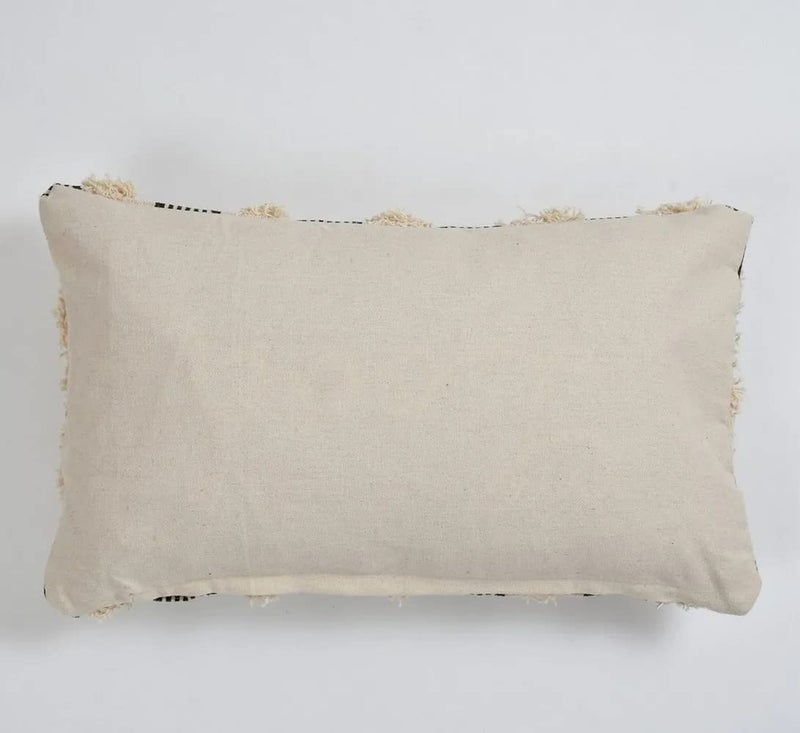 pepme pepme Cotton Tufted Black White Lines Cushion Cover 20x12 Inches Pack of 1  - Image 3