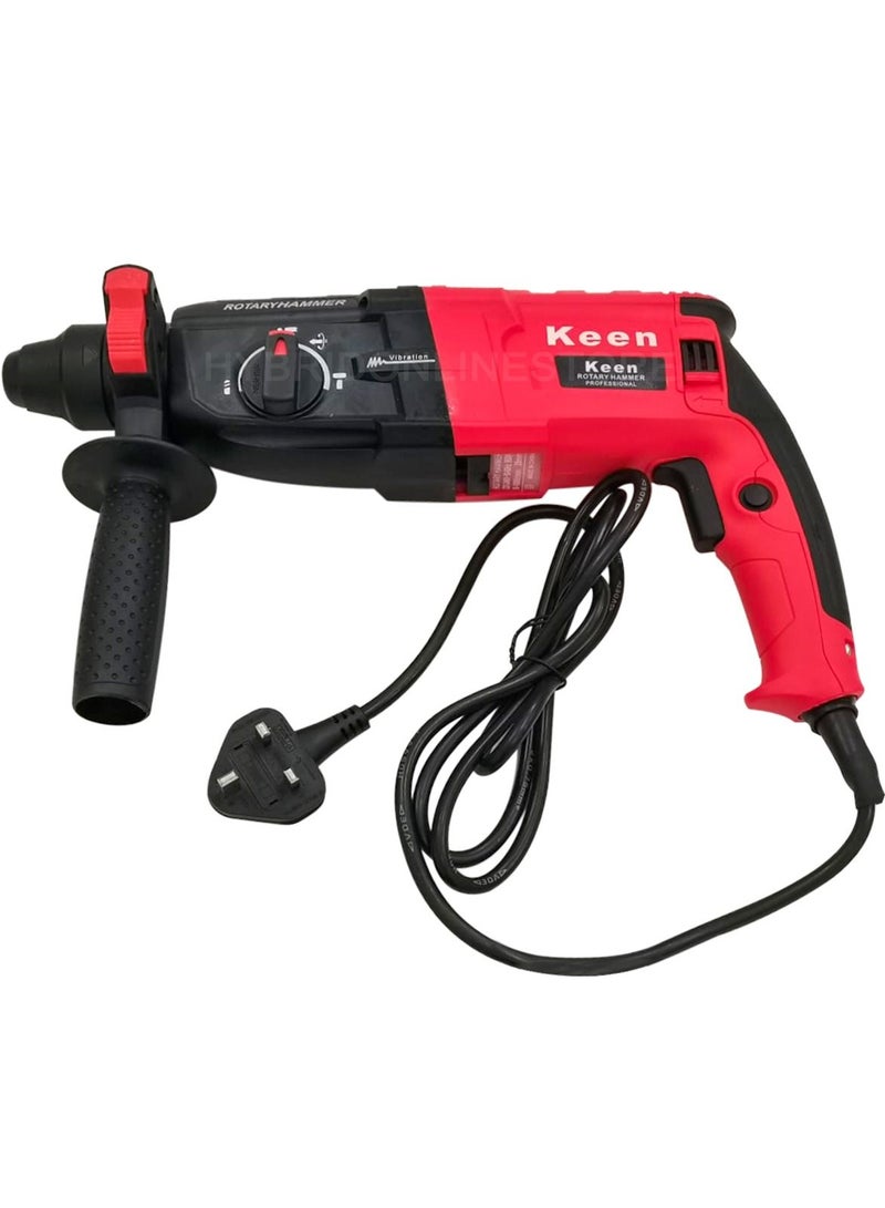 Keen 950 WATT / 28mm Rotary Hammer Drill with 9 pcs accessories for Wall, Steel, Aluminum works, 950W / 220-240V / 50-60Hz / 1600rpm - min / 28 mm - Red Color, Model: OS-103 - Image 1