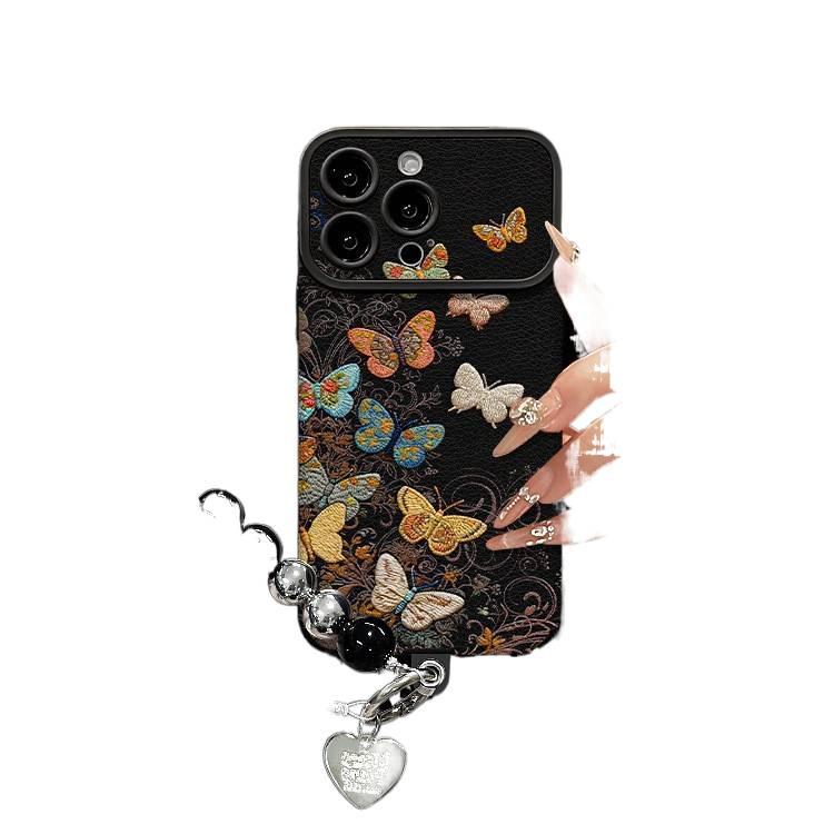 Silicone Protective Case for Xiaomi 15 Ultra with Shockproof and Drop Protection plus Shockproof plus Butterfly Pattern plus Chain Lanyard in Black - Image 3