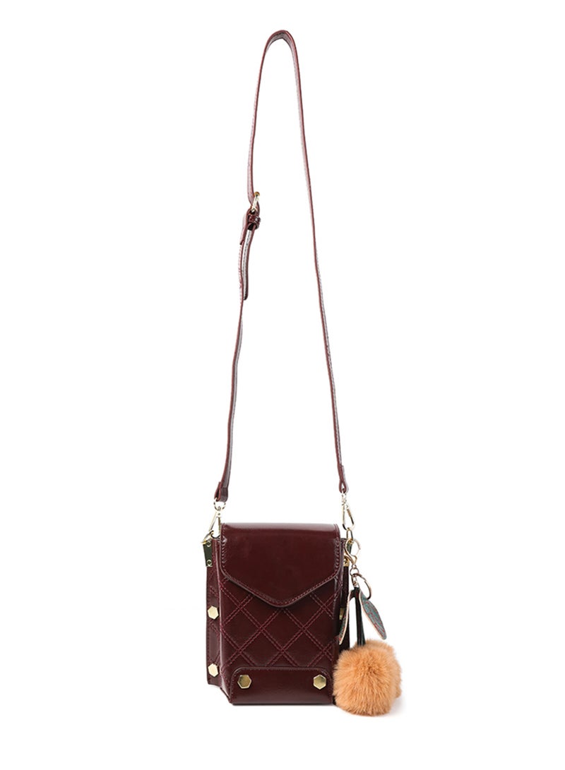 لندن راج حقيبة كتف صغيرة من الجلد الصناعي باللون العنابي - Image 1