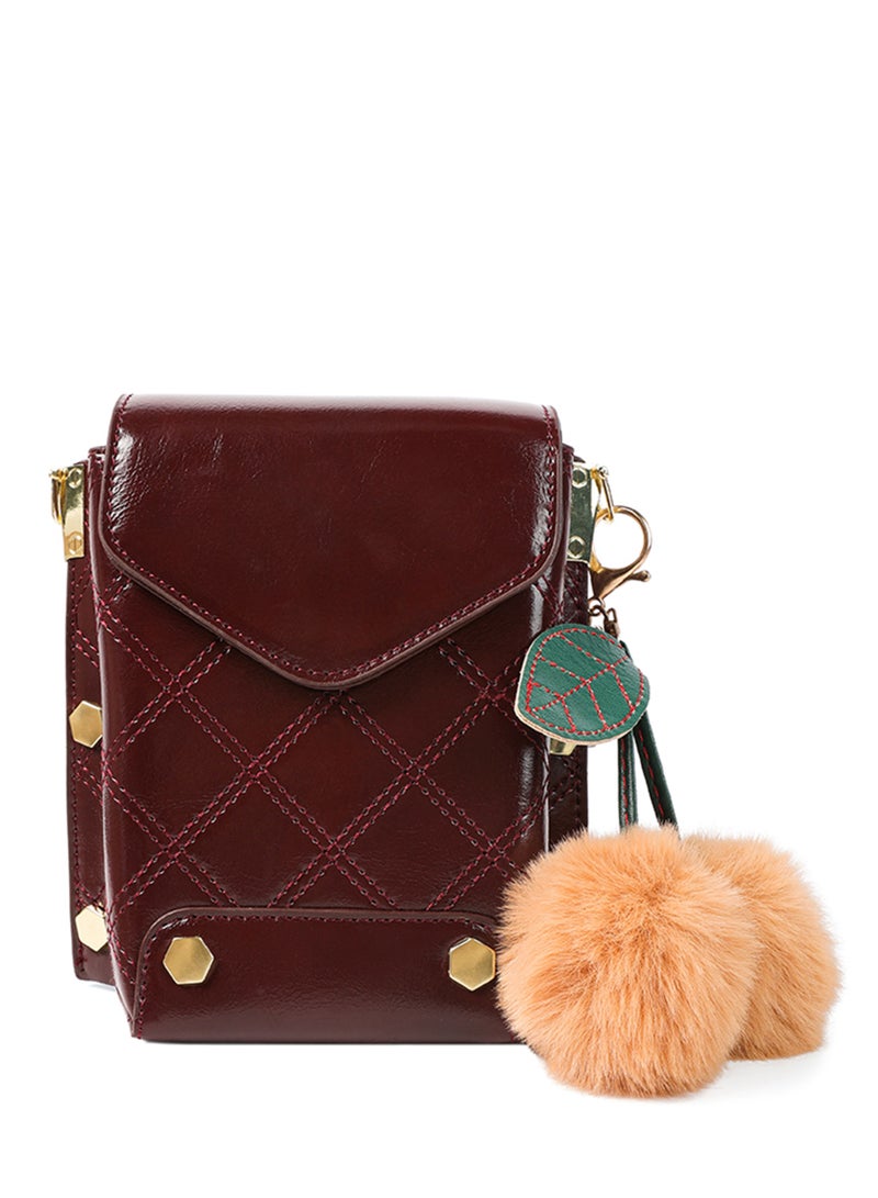 لندن راج حقيبة كتف صغيرة من الجلد الصناعي باللون العنابي - Image 2