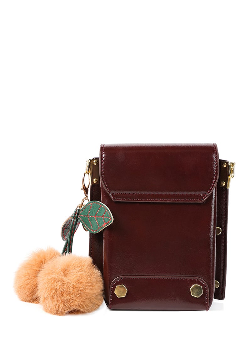 لندن راج حقيبة كتف صغيرة من الجلد الصناعي باللون العنابي - Image 4