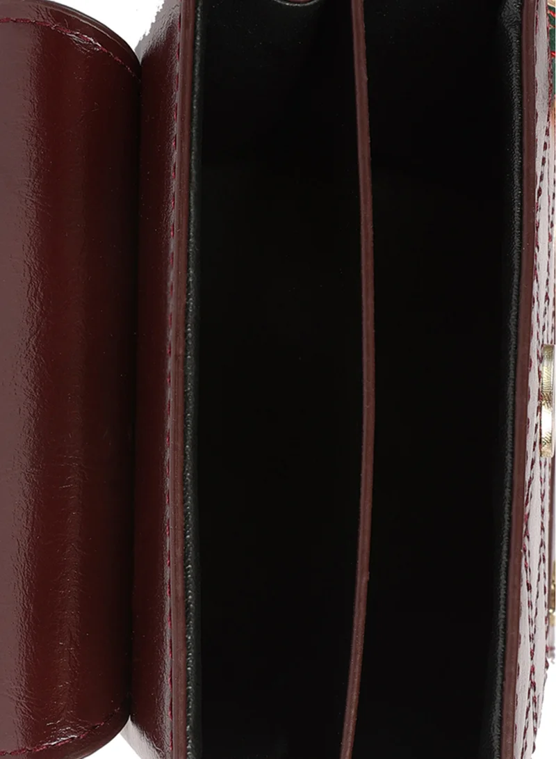 London Rag Burgundy Faux Leather Mini Sling Bag