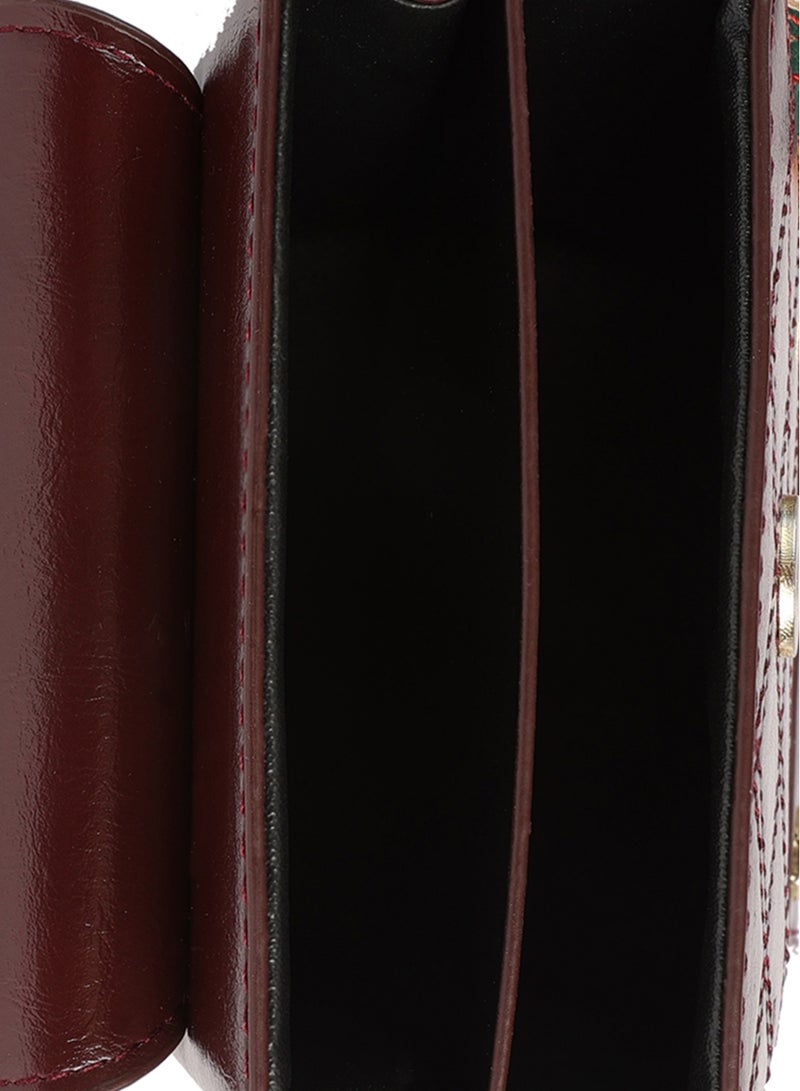 لندن راج حقيبة كتف صغيرة من الجلد الصناعي باللون العنابي - Image 5