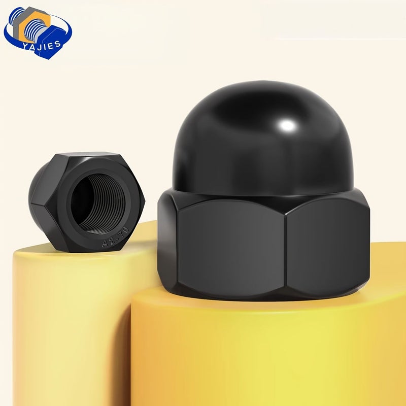 304 Stainless Steel A2 70 Grade Hexagonal Cap Nuts Black M5 8 Pcs DIN1587 Decorative Cover Dome Nuts - Image 3