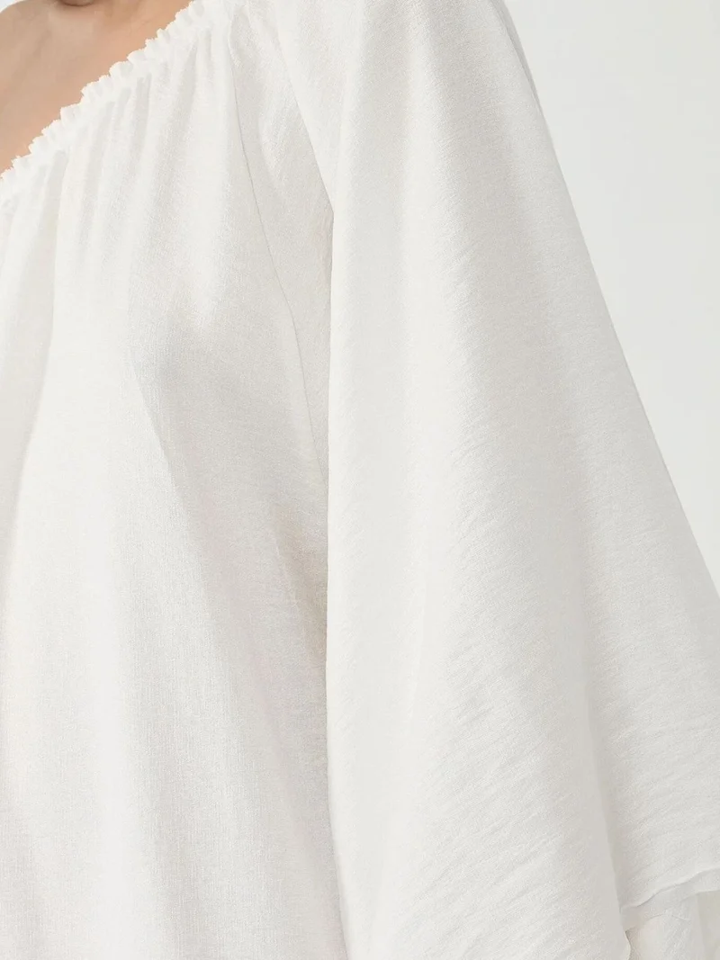 HICCUP Asymmetrical Collar Off Shoulder Maxi Dress