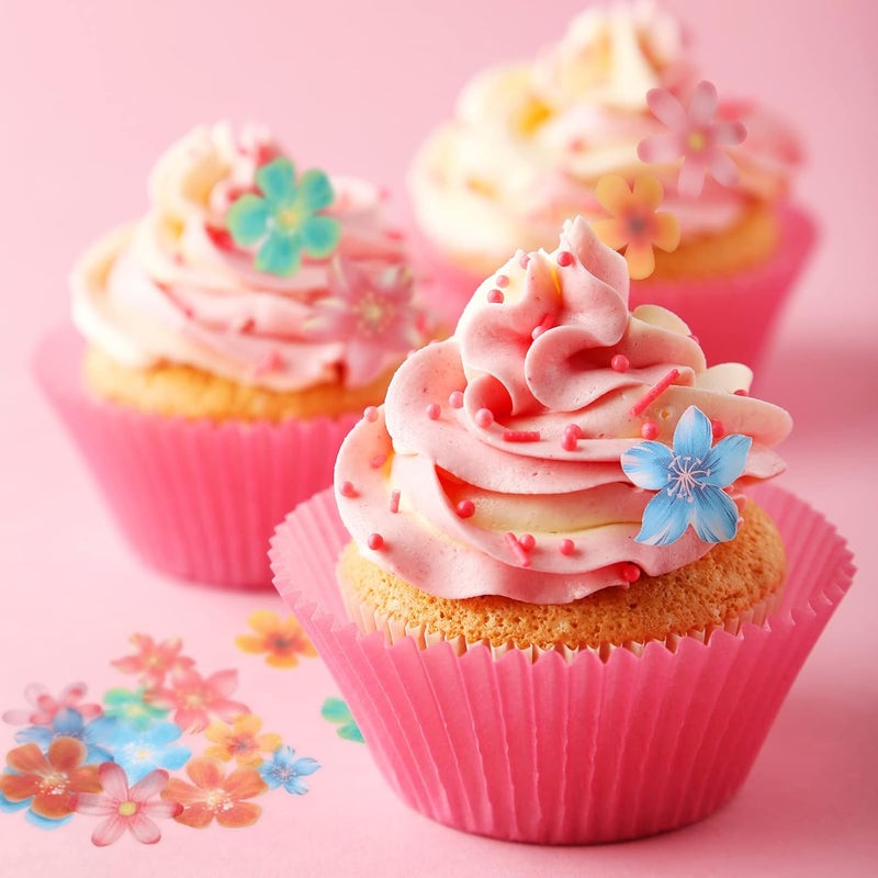 كلاراكو 314 قطعة من زينة الكب كيك على شكل زهور، زينة كعكة الزفاف، زينة كب كيك على شكل زهور، زينة طعام لحفلات أعياد الميلاد، أحجام وألوان متنوعة - Image 4