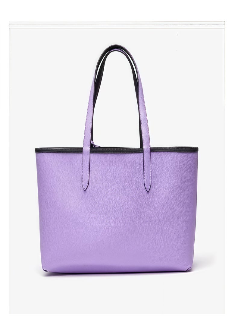 لاكوست حقيبة يد نسائية مزدوجة الوجهين بلونين سعة كبيرة ، عصرية متعددة الوظائف ، أسود وبنفسجي - Image 5