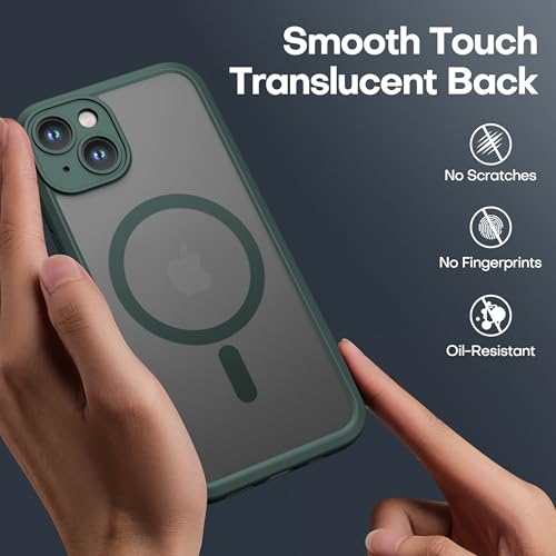 ImpactStrong Magnetic Guard Designed for iPhone 14 Case [Camera Protection] [Military Grade Drop Tested] [Compatible with MagSafe] Slim Translucent Matte Phone Case (6.1") - Dark Green - Image 5