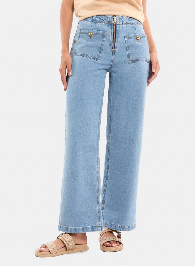 Premoda Women's Flare Jeans Blue - Image 3