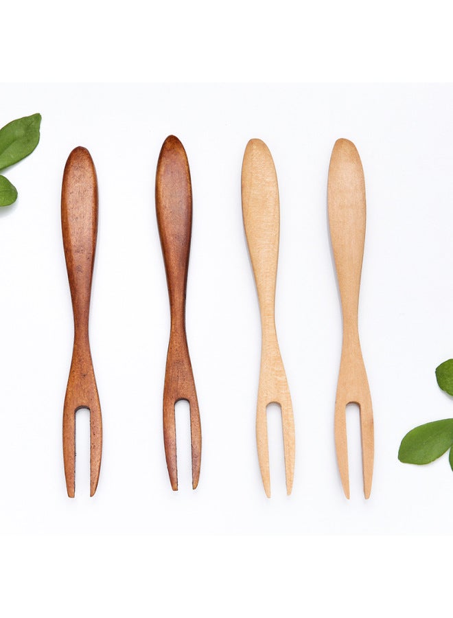Lotus Wood Mini Fruit Fork Dessert Shop Wooden Fork Tableware Wooden Children Spoon Fork Western Restaurant Wholesale-Color:DM-3151 Lotus Wood Old Paint 12 * 1cm  - Image 5