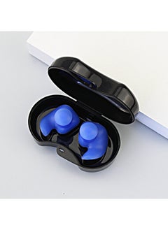 Swimming Earplugs Professional Ear Anti-water Silicone Earplugs Anti-noise Sleep Sound Insulation Earplugs Swimming Nose Clip Set-Color:Blue Pair (high-end Boxed)