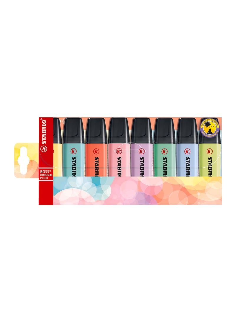 STABILO Highlighter Pen - Boss Original Pastel Wallet of 8 Assorted Colours ,for Journal Planner , Drawing illustrations , Note Taking 