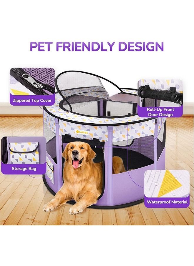 Neostyle Neostyle Large Foldable Pet Playpen Tent Purple  - Image 5