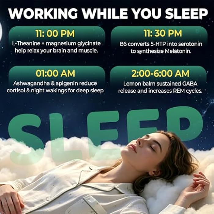 NEVISS Liposomal L-Theanine 200mg Magnesium Glycinate 400mg Gummies with GABA, 5HTP, Apigenin, Vitamin B6 & D3, Ashwagandha, Lemon Balm Leaf, Melatonin Free Sleep Chewable for Relax Mood & Muscle, 2 Packs - Image 5