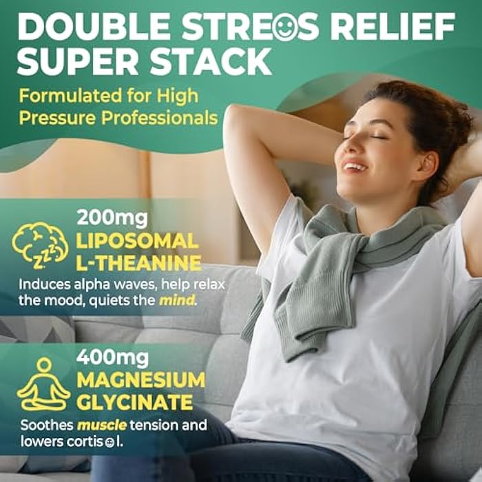 NEVISS Liposomal L-Theanine 200mg Magnesium Glycinate 400mg Gummies with GABA, 5HTP, Apigenin, Vitamin B6 & D3, Ashwagandha, Lemon Balm Leaf, Melatonin Free Sleep Chewable for Relax Mood & Muscle, 2 Packs - Image 3