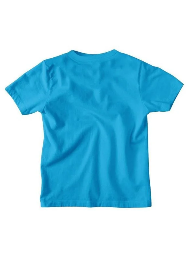 Bonorganik Boy's Sky Blue 100% Cotton Printed Regular Fit T-Shirt