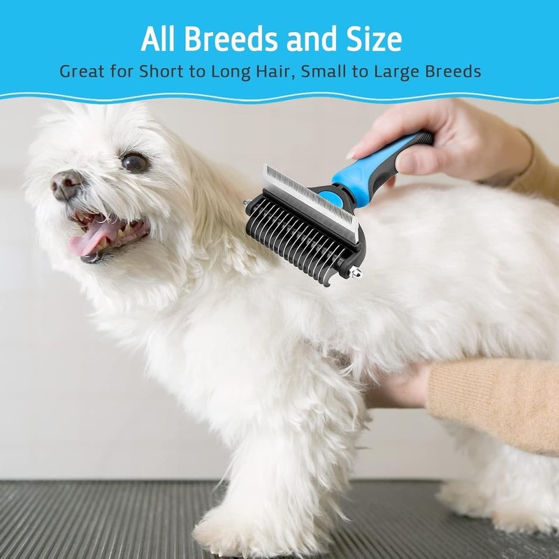 SANGOZ Dog Brush Dogs Comb, 2 in 1 Deshedding Tool & Dematting Undercoat Rake for Mats & Tangles Removing, Dog Grooming Kit Deshedding Comb for Dogs, Great for Short to Long Hair Small Large Breed - Image 5