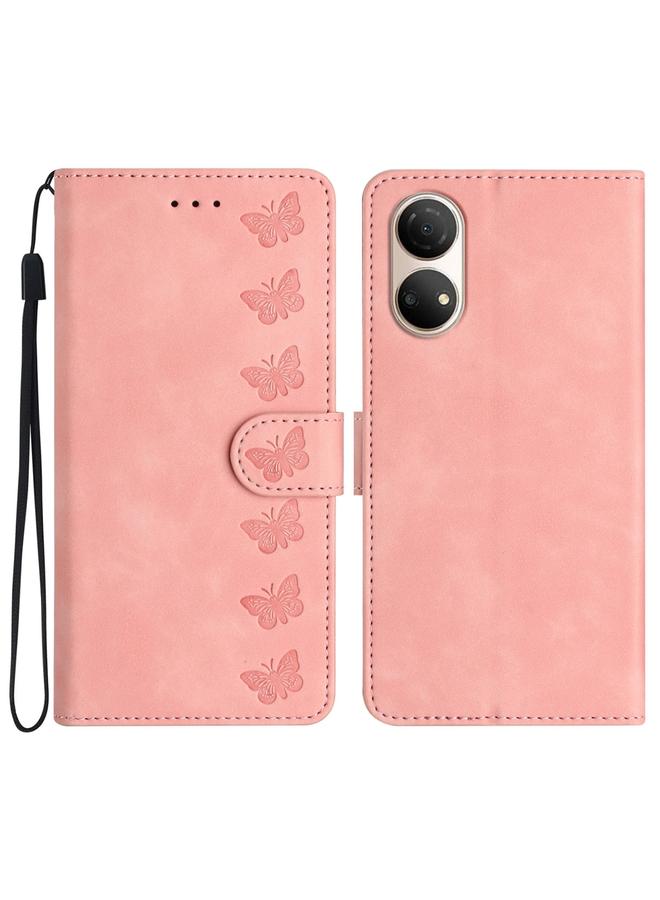 اس-توب جراب هاتف Honor Play 30 Plus مصنوع من الجلد المنقوش بسبع فراشات - Image 1