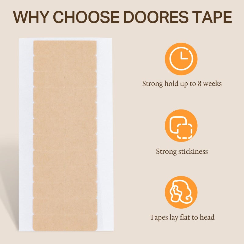 DOORES Hair Extension Tape Smart Tabs Strong No-Residue Adhesive Replacement Durable Double Sided Tapes for Hair Extensions, 48 Tabs (4 x 0.8 cm/1.57 x 0.31 inch) - Image 3