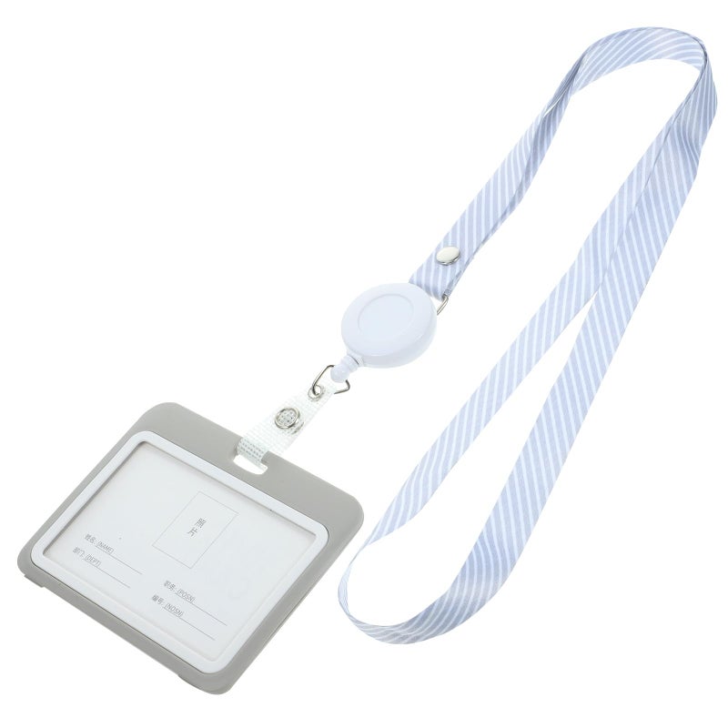 2 Pack Frosted Horizontal ID Badge Holder with Retractable Lanyard for Office Hospital Staff - Image 2