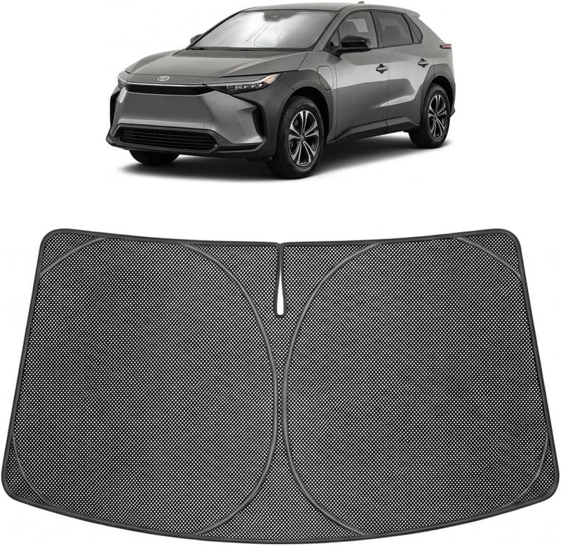 Proadsy Windshield Sun Shade Custom Fit Toyota bZ4X 2023-2026 Ice Crystal Black Front Window Sunshade UV and Heat Blocker Foldable Visor Keeps Car Cooler for Summer Parking and Daily Use - Image 1